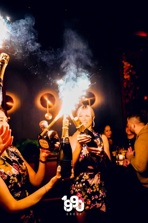 VIP bottle service at a New York party, organized by 1990 Group.