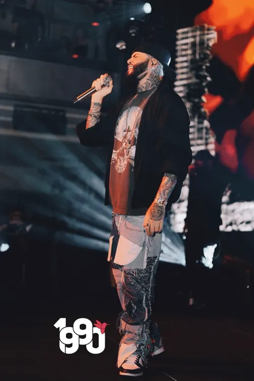 Farruko performing live at an event in New York, organized by 1990 Group.